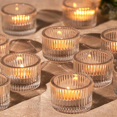 4 Pack Tealight Clear Candle Holders, Votive Tea Light Candle Holder | Table Centerpieces Glass Candle Holder Fall Wedding Decor Party Supplies - color: Clear, size: 1.3" x 2"