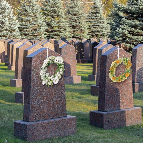 2Pcs Christmas Headstone Wreath Hanger, Adjustable Grave Wreath Hook Stands for Tombstone Grave Decoration (6.2-11Inch)