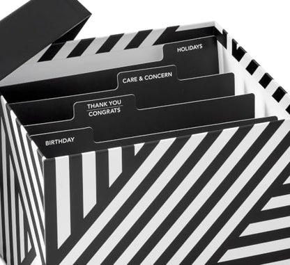 Hallmark Bulk All Occasion Cards, 100-Pack with Organizer (Black Stripes)