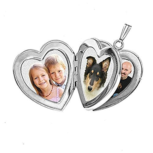 PicturesOnGold.com Sterling Silver Heart Four Photo Locket - 1 Inch X 1 Inch in Sterling Silver