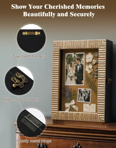 11x14 Shadow Box Picture Frame for Travel Souvenirs Postcard,Champagne Gold - color: Champagne Gold, size: 11x14