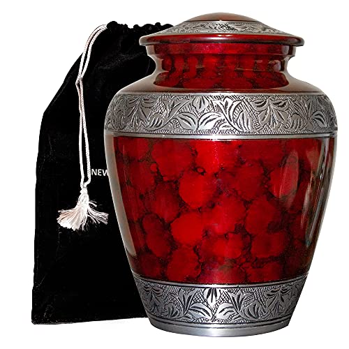 Extra Large Companion Human Funeral Cremation Urn | Personalized Double Urn for Two Adults (Red) - color: Red
