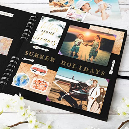 Scrapbook Album, 70 Pages, 10 x 10 Inch, Black Photo Album, Scrap Book | Hardcover with Thick 250 GSM Kraft Paper, Ideal for Your Scrapbooking Albums, Art & Craft Projects (Black, 10 x 10 Inch) - color: Black, size: 10 X 10 Inch