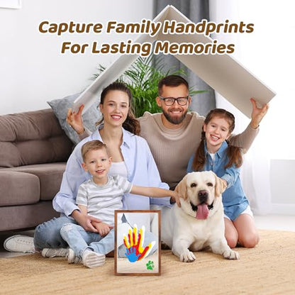 Family Handprint Kit for 4, Hand Print Keepsake Frame DIY Craft Gift - color: Brown, size: 4 Pages Acrylic Boards