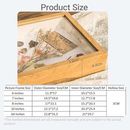 8 x 10 Inch Shadow Box Frame 3 cm Inner Depth Wooden Deep Box Frames for Tabletop and Wall, Deep Frame Display Boxes 3D Picture Frames for Flower Tickets Memorabilia (White, 8 x 10 Inch) - color: White