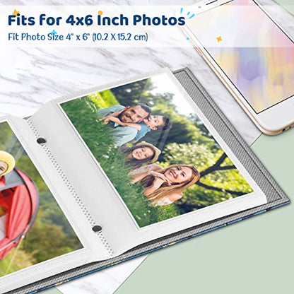 Fintie Photo Album 4x6 Photos - 52 Pockets Small Wallet Albums For Family | Vegan Leather Cover, 4X6 Picture Keepsakes, Family/Wedding/Travel Memory Book, Baby/Kids/Boys/Girls Gift, Ocean Marble - color: Ocean Marble