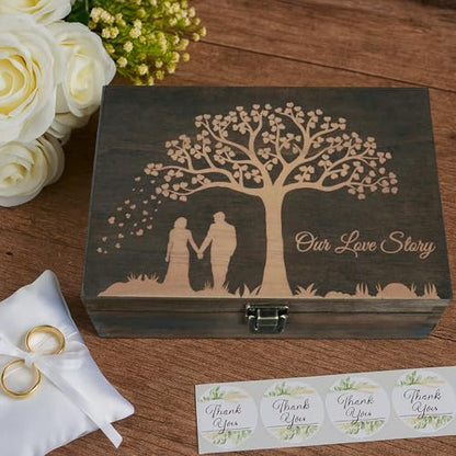 Anniversary & Wedding Gift for Couples, Engraved Our Love Story Memory Box - size: Medium, style: Wedding