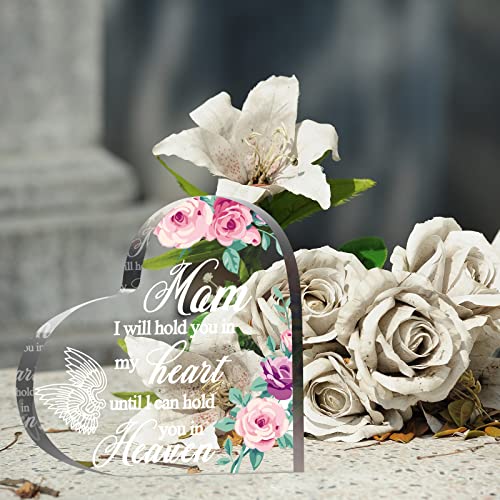 Blulu Sympathy Gift Loss of Mom Acrylic Heart Keepsake,6 x 6 x 0.6 Inches | Memorial for Loss of Loved One, Bereavement Condolence Decor, Grieving Sympathy Angel Keepsake Wings Floral Print - size: 6 x 6 x 0.6 Inches