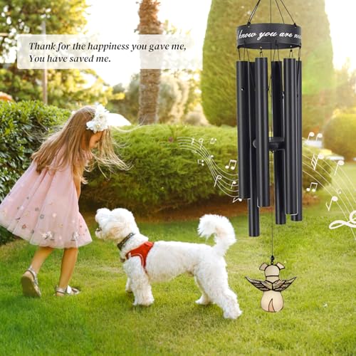 Pet Memorial Wind Chimes for Dogs, 30 Inches Paw Print Pet Remembrance Gift - color: Dogwings