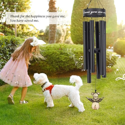 Pet Memorial Wind Chimes for Dogs, 30 Inches Paw Print Pet Remembrance Gift - color: Dogwings