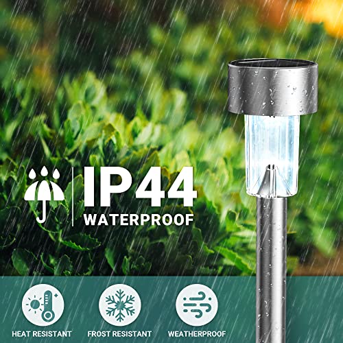 GIGALUMI 16 Pack Solar Lights Outdoor Waterproof, Stainless Steel - color: Cold White