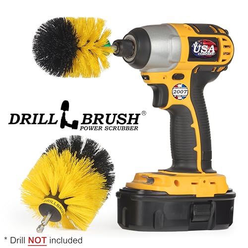 Bathroom Accessories for Cleaning - Bathtub Cleaning Tools - Sink Scrubber | Bathroom Cleaning Supplies - Shower Cleaner Brush - Glass Shower Door Brush - Tile Grout Cleaner - Power Cleaning Brush - color: Yellow