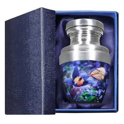 M MEILINXU Blue Butterfly Small Urns, Mini Urns for Human Ashes, Keepsake - color: Blue, size: Small / Keepsake