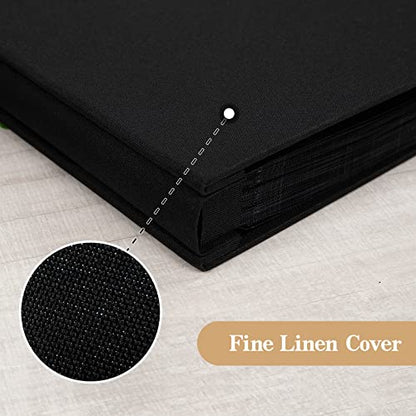 potricher Linen Photo Album for 4x6 Inch Photos, 300 Pockets, Black | Linen Cover, Small Capacity 4x6 Picture Albums with Horizontal Pockets, 4x6 Photo Book for Family, Wedding, Baby, Anniversary - color: Black