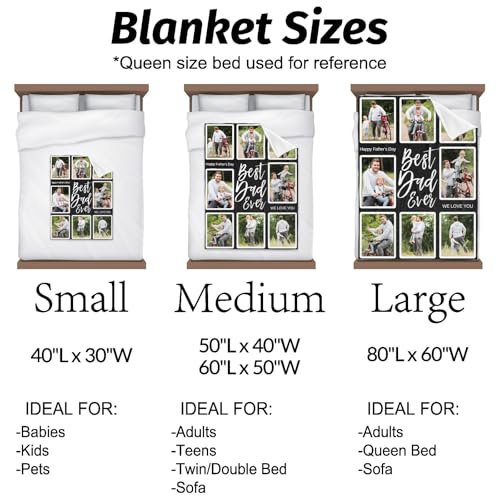 Printwoo Gifts for Dad Custom Blankets with Photo, Personalized Photo Blankets Fathers Day Personalized Gifts for Dad from Daughter Son Customized Blanket with Picture - color: 8 Photo-2