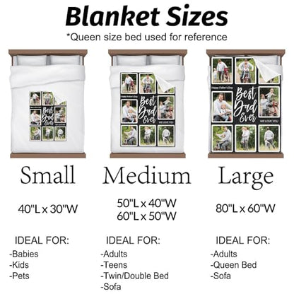 Printwoo Gifts for Dad Custom Blankets with Photo, Personalized Photo Blankets Fathers Day Personalized Gifts for Dad from Daughter Son Customized Blanket with Picture - color: 8 Photo-2
