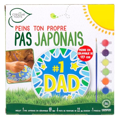 Creative Roots Paint Your Own Stepping Stone Kit, #1 Dad | DIY Garden Stepping Stone Activity, Arts and Crafts Project for Kids, Includes Pre-Cast Ceramic and Paints - style: #1 Dad