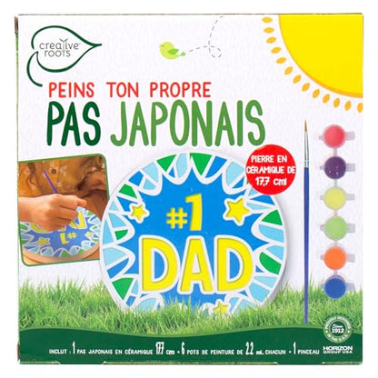 Creative Roots Paint Your Own Stepping Stone Kit, #1 Dad | DIY Garden Stepping Stone Activity, Arts and Crafts Project for Kids, Includes Pre-Cast Ceramic and Paints - style: #1 Dad
