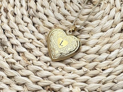 GOKING Love Heart Memory Locket Necklace Holds Pictures for Women - color: Letter L