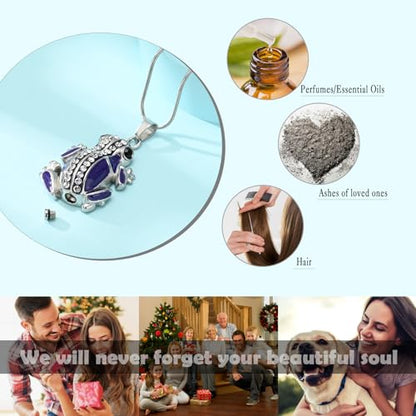 Frog Urn Necklace for Ashes Animals Cremation Jewelry Stainlee Steel Memorial Necklaces Keepsake Jewelry Ashe Holder Pendant for Human Ashes with Filling Kits - color: Purple