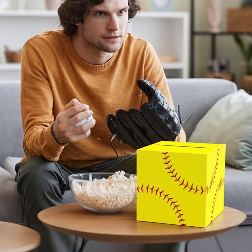 Hxezoc Softball Card Box Sports Party Favors Post Box Cardboard Receiving Money Holder for Softball Theme Wedding Reception, Baby Showers, Anniversary, Birthday Party, Table Centerpiece Decorations - style: Softball