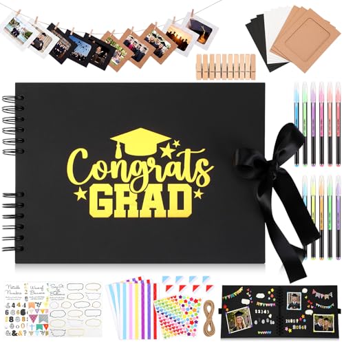 Eaasty 80 Pages 2026 Graduation Scrapbook DIY Kit Grad Guest Book Photo Album with Stickers Markers Photo Frames Clips for 2026 College High School Memory Book Gifts Party Supplies 3.15 x 4.72"