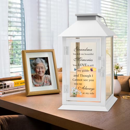 Memorial Lantern for Grandmother's Remembrance with LED Candle - color: Grandma