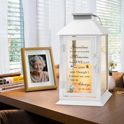 Memorial Lantern for Grandmother's Remembrance with LED Candle - color: Grandma