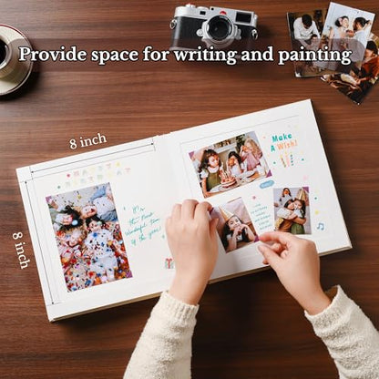 Pssoss 8x8 Inch DIY Scrapbook Album, Linen Hardcover, 40 Pages, White - color: White, size: 8 x 8 Inch 40 Pages