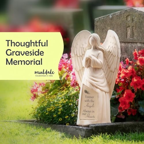 Muldale Solar Angel Statue for Cemetery - in Loving Memory Ornament - Outdoor Indoor Praying Angel Figurines Loss of Loved Ones - Gifts for Passed Loved Ones - style: Classic Tribute