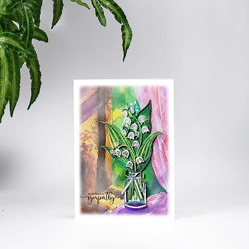 Lily of the Valley Card, Deepest Sympathy Card, Loss of Pet Mom Dad Child, Thinking Of You, Condolence Quilling Card for Loved One with Envelopes - color: Lily Sympathy