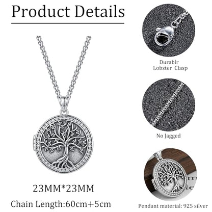 925 Sterling Silver Pictures Locket Necklace for Women Men - color: Black plated 4