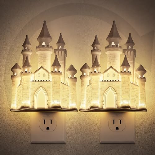 JandCase Night Lights Plug into Wall, 2 Pack 3D Printed Castle Night Light - color: Castle-3000K, size: 2 Pack