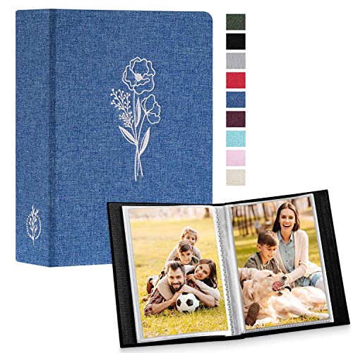 Lanpn Photo Album 4x6 50 Pictures 2 Packs, Small Mini Capacity Linen Photo Book Sets, Each Pack Holds 100 Top Loader Vertical Only Picture for Kids Boy Girls Blue - color: Blue, size: 50 Pockets/2PK