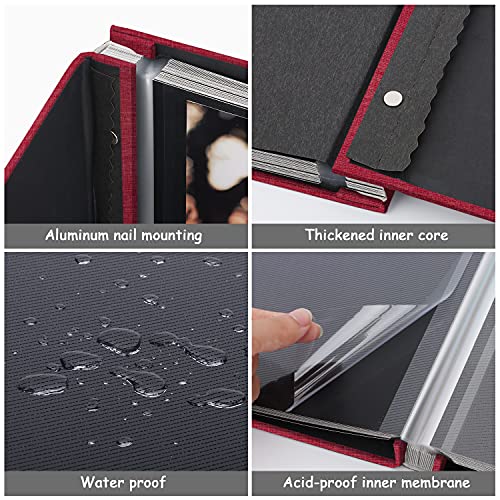 Zesthouse Photo Album Self Adhesive Pages, 60 Pages Magnetic Scrapbook Albums with Sticky Page, Photos Album Holds 8x10 & 5X7 & 4x6 & 6x8 & 3x5, Large Picture Book Ideal Gift for Family Wedding Baby - color: Red, size: 11"x10.6"/Black 60 Pages