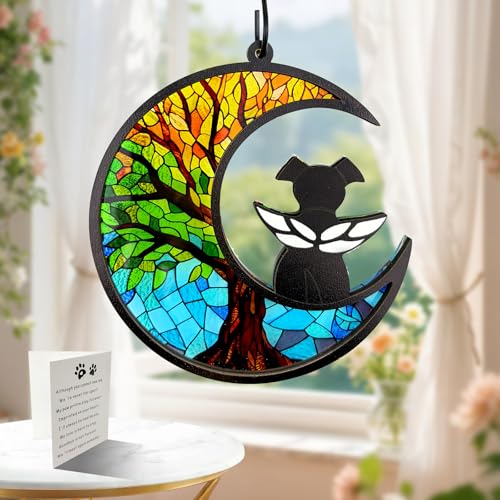 Dog Memorial Suncatcher,Pet Remembrance Gift with Sympathy Card for Loss of Dog,Tree of Life DIY Ornament(Angel Wings) - color: Wing
