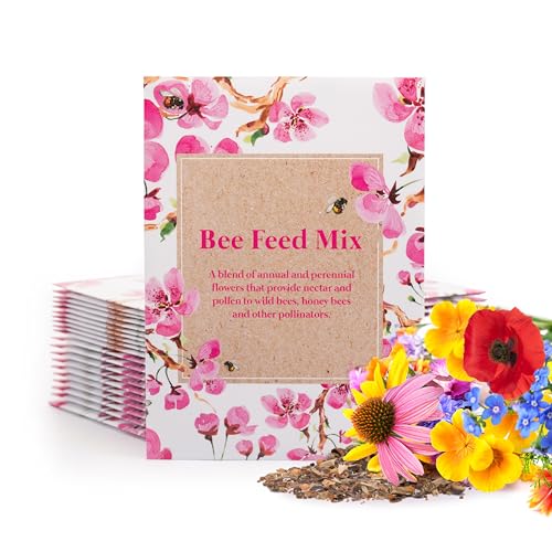 Bentley Seed Flower Mix - Pollinator Seed Mix with 5 Wildflower Seed Packets - Non-GMO Pollinator Seeds - Eco-Friendly Flower Seeds Packets for Party, Celebration, and Gifts - Pollinator Mix - style: Bee Feed Mix