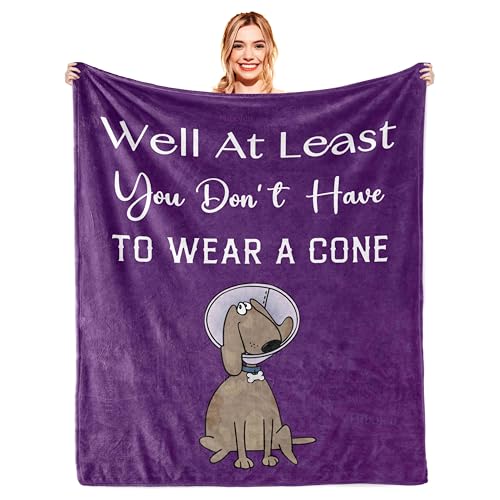 Get Well Gifts for Women/Men After Surgery Purple Blanket 50"x60" | Feel Better/Get Well Soon Gifts for Women, Surgery Recovery Gift for Men, at Least You Dont Have to Wear A Cone - color: Get Well Gifts-purple, size: 50"X60"