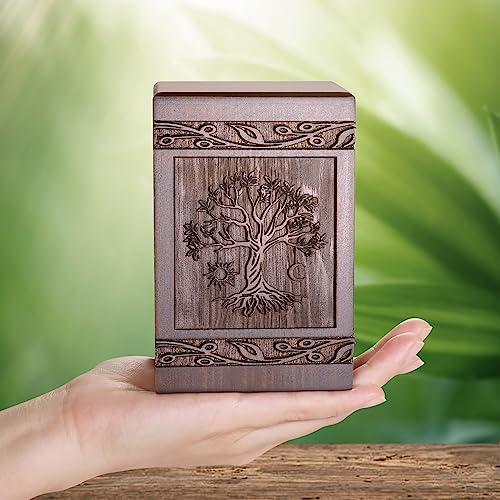 DGDCDV Small Keepsake Sharing Urn for Ashes-Wooden Mini Urn 20 Cubic Inches - size: Small - 1 Keepsake Urn
