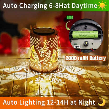 Solar Lantern Outdoor, Cardinal Decorative Hanging Lantern | 13.4", Metal, IP65 Waterproof, Larger Solar Panel, 2000mAh Battery, Garden Decor & Patio Ambience, Holiday Gifts - style: Cardinal