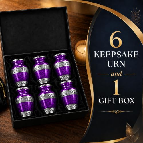 Small Urns for Human Ashes - Elegant Keepsake Cremation Urns - Purple - size: Purple Small Set of 6