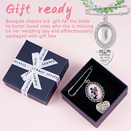 Bylion 2 Sets Wedding Bouquet Photo Charms Bridal Bridegroom Charm | DIY Pin Brooch Making Kit Bouquet Picture Charm for Wedding Memory Friend Graduation Gift, You are Always in My Heart - color: Single Lacy