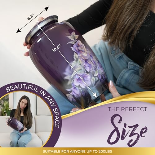 Beautiful Anna's Hummingbird Urn for Human Ashes Adult Female or Male - 1pc | Beautifully Packaged Large Handcrafted Purple Cremation Urn for Ashes for Women up to 200lbs - Funnel & Velvet Bag Included - size: Large Urn (1 Piece)