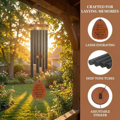 32" Memorial Wind Chimes for Loss of Loved One Sympathy Gifts with Condolence Card, Weatherproof Aluminum Outdoor Windchimes for Garden Patio Porch, Bereavement Remembrance Gift for Friend