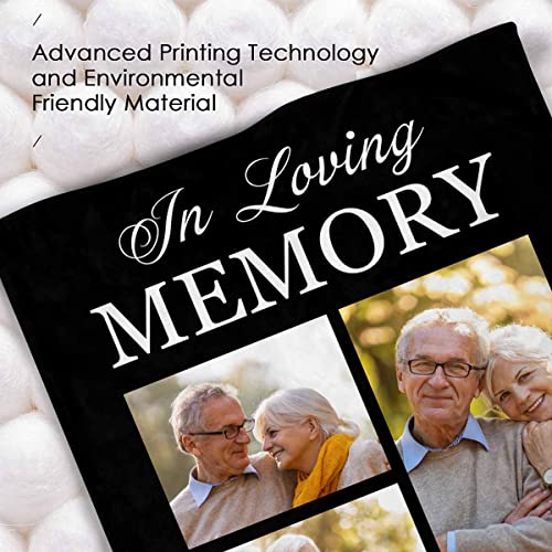 Custom Sympathy Blanket with Photo We Will Miss You and Love You Always 3 Photos Personalized Bereavement Picture Fleece Throw Blanket for Loss of Grandma Mother - color: No.21