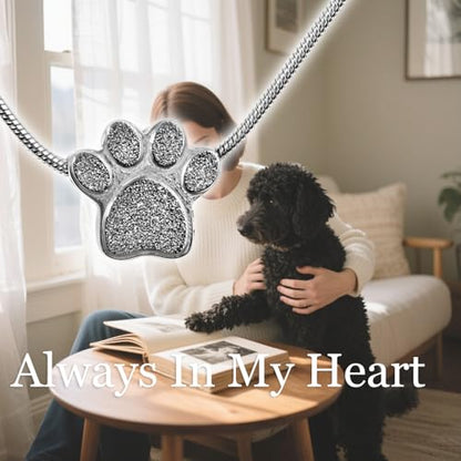 Paw Print Heart Pet Ashes Urn Necklace, Keepsake Pendant-B-Silver - style: B-Silver