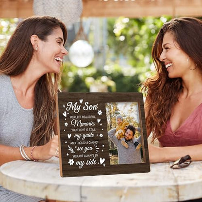 Memorial Pictures Frame, My Son You Left Beautiful Memories Photo Frame, Sympathy Gifts For Loss Of Son, Farmhouse Home Living Room Bedroom Decoration -b30 - style: My Son