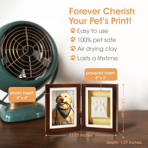 Pearhead Pet Paw Print Memorial Frame with Clay Imprint Kit, Espresso Brown - color: Espresso Clay Print Table Top Frame
