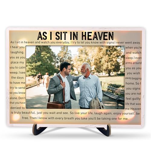 Memorial As I Sit In Heaven Sympathy Wooden Photo Frame With Stand, Bereavement Gifts For Loss Of Loved One, In Loving Memory Frame Gifts, Condolences Grief Decorations, A42 - color: As I Sit In Heaven