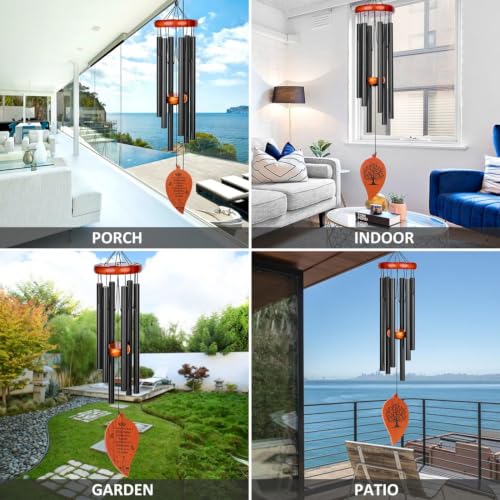 32" Sympathy Memorial Wind Chimes, Windchimes in Memory of A Loved One - color: Black 32 Lighthouse